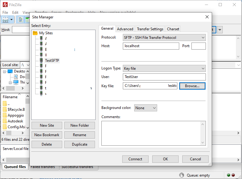 Filezilla client configuration fortinet set up