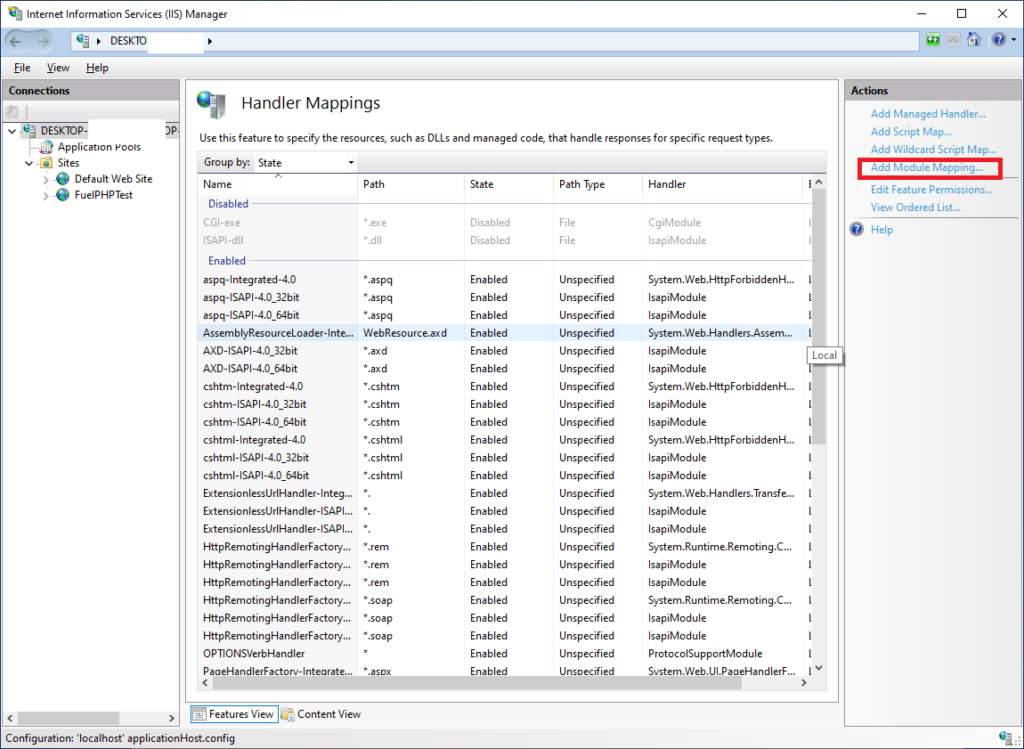 IIS Handler Mappings