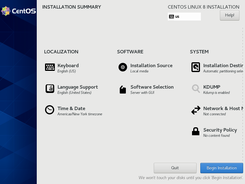 Installation summary