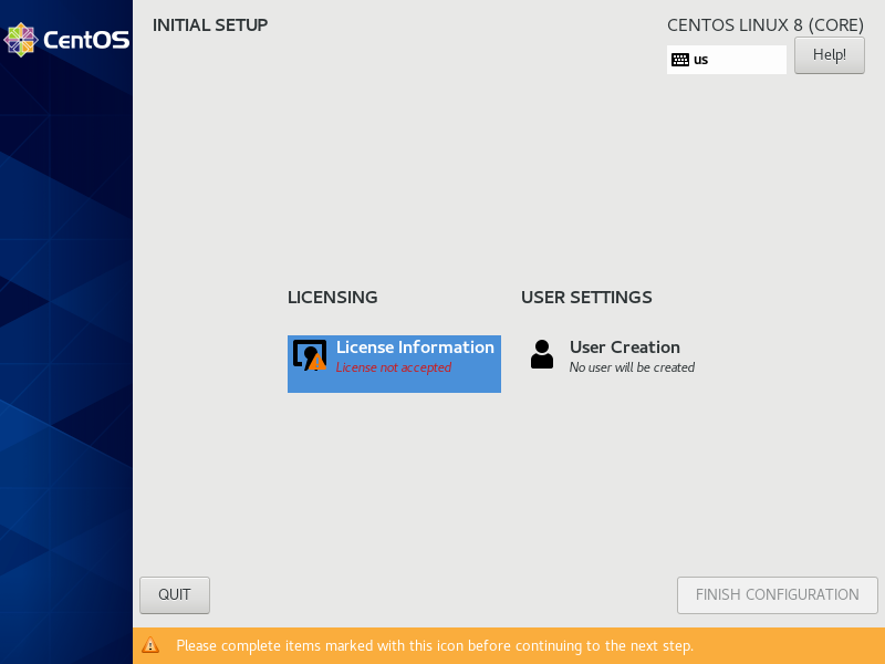 Initial CentOS setup