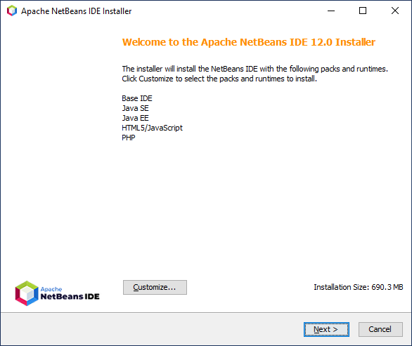 Begin NetBeans installation