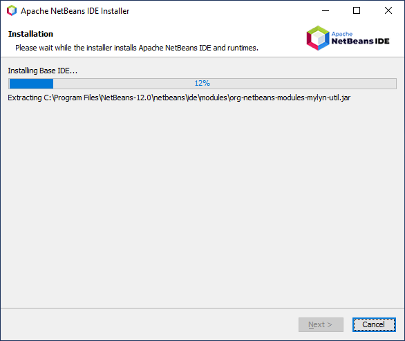 NetBeans installation in progress...