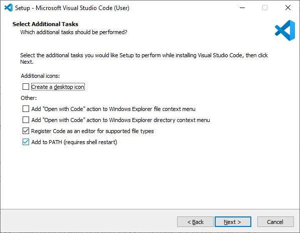 Visual Studio code setup (additional tasks)