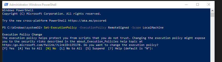 Change execution policy of PowerShell scripts