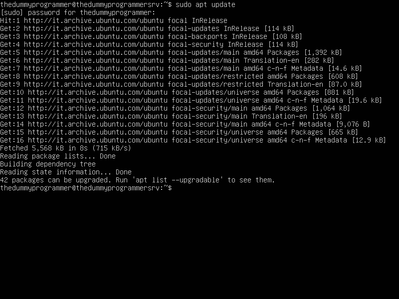 apt update command executed