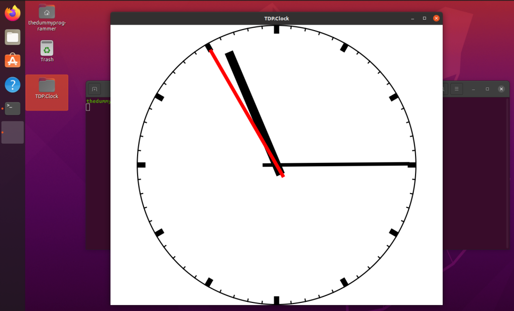 The clock running in Ubuntu Linux!