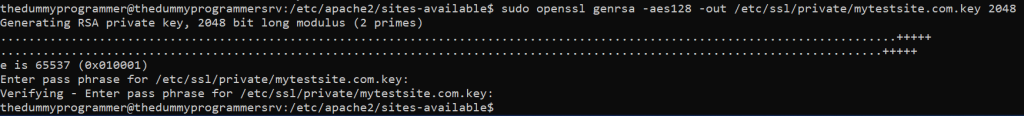 Creating the private key for our ssl certificate