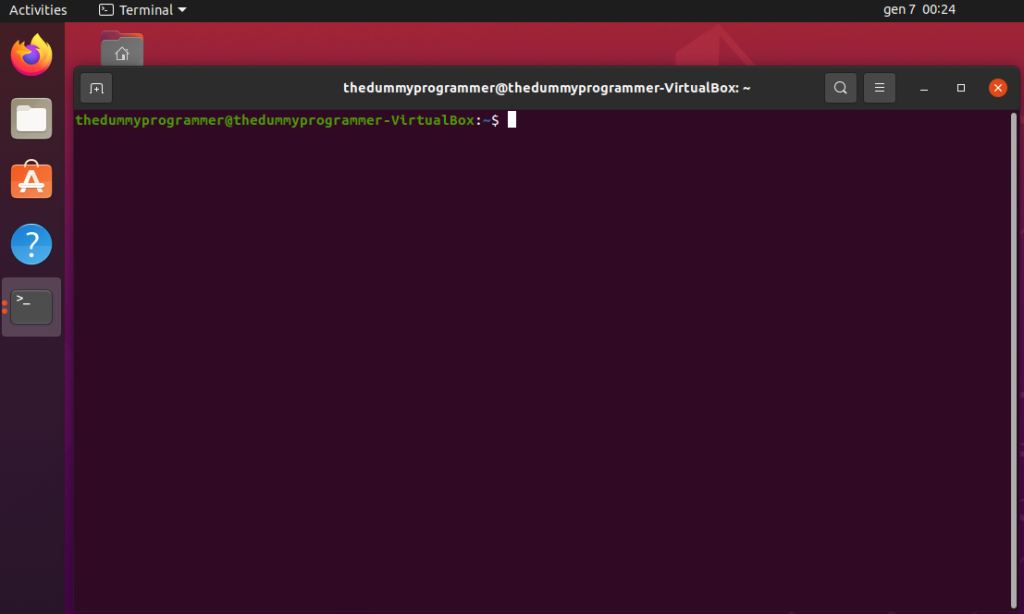The Ubuntu Desktop terminal window