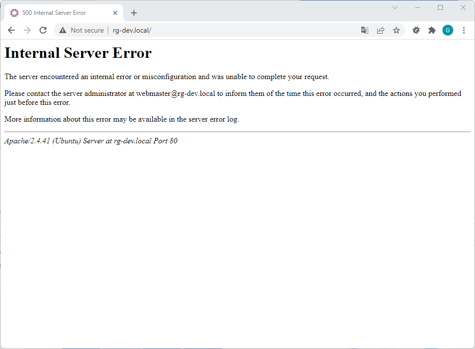Apache's Internal Server Error message.