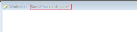 Workspace area's title showing current path