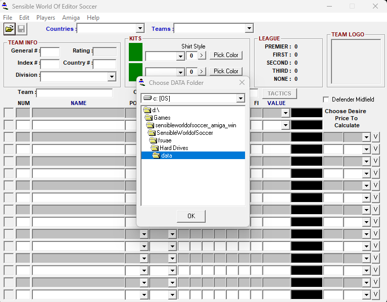 Select the directory containing data files