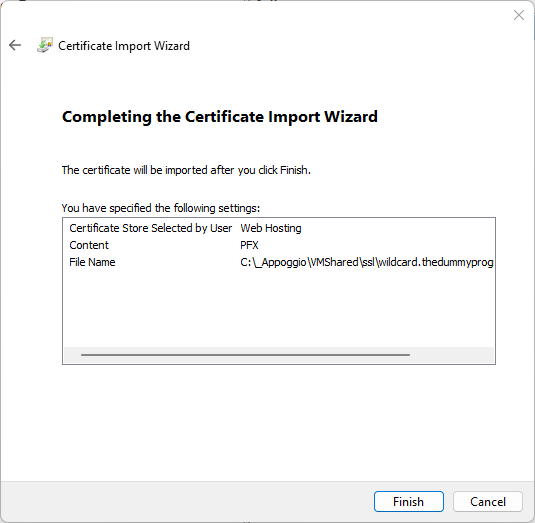 Import SSL certificate (step 5)