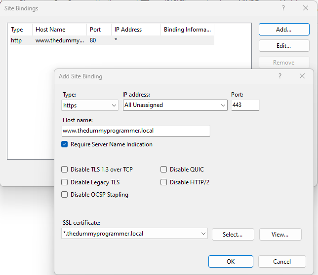 Configure the SSL binding