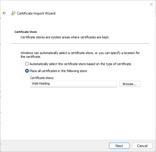 Import SSL certificate (step 4)