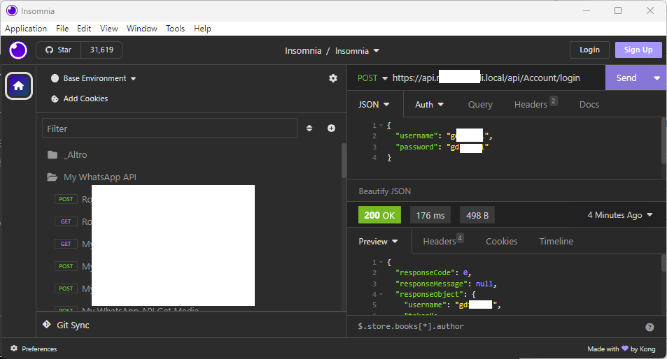 Using Insomnia rest client to test our web API
